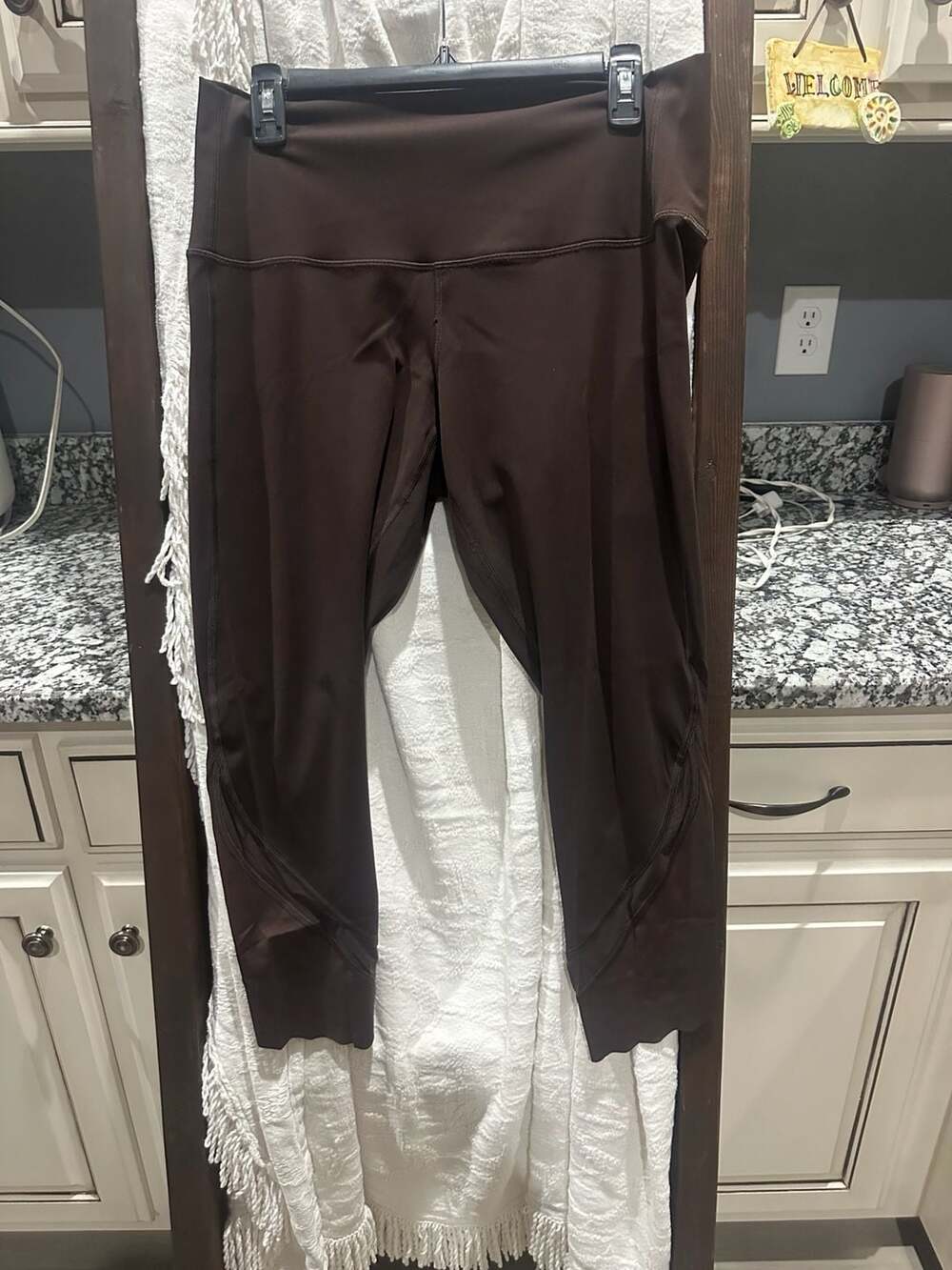 Lululemon Brown Crop Leggings with Mesh Side Panels Size 12